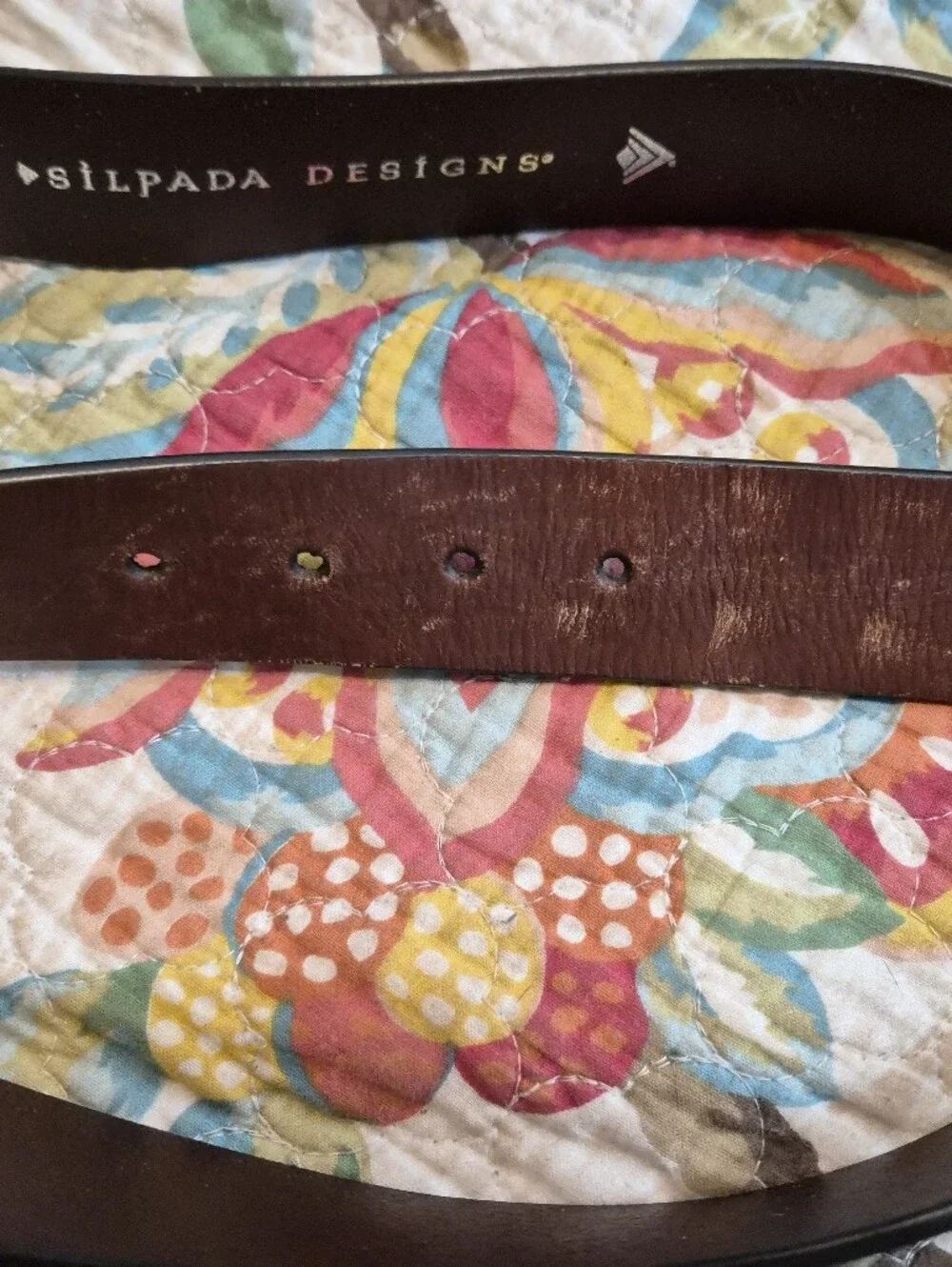 Silpada Designs Women's Brown Leather Fashion Belt Size M Flower Buckle